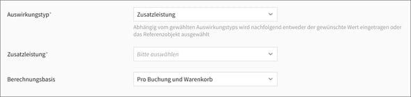 Aktionen - Auswirkungen Detailseite-Einstellungen-Zusatzleistung