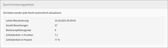 Bewertungsportal-Segment Synchronisierungsdetails