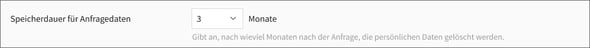 Datenschutz-Feld-Speicherdauer