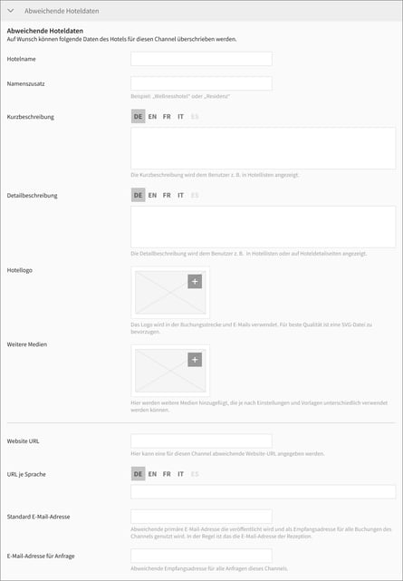 Interner Channel - Segment Abweichende Hoteldaten 01