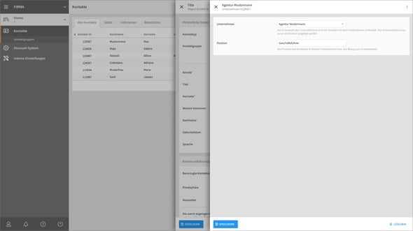Kontakte Detailseite Unternehmen